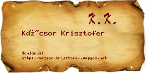Kácsor Krisztofer névjegykártya